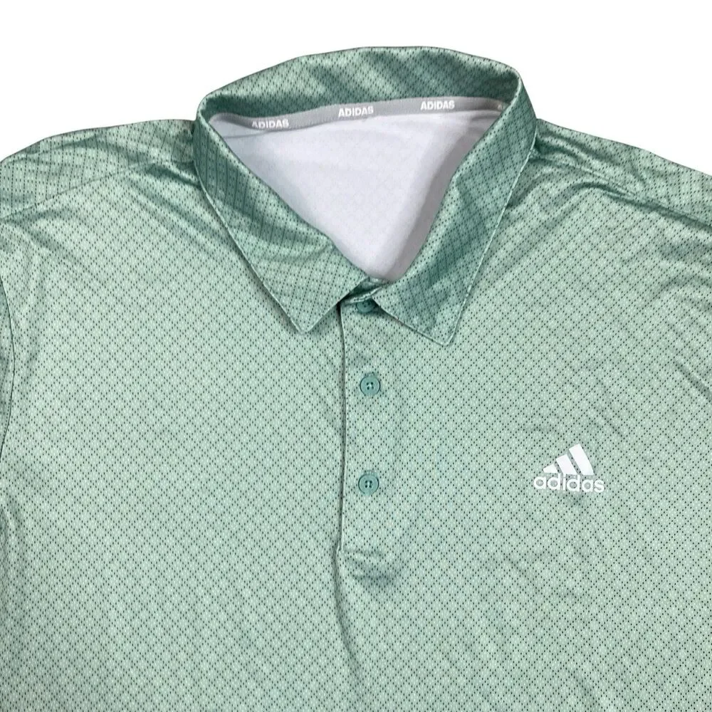 Adidas Performance Golf Polo Shirt Mens XL Green Geometric Stretch Activewear